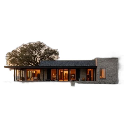 building, tree, 3d render, photorealistic transparent PNG cut-out