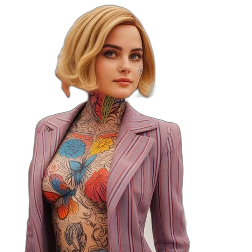 jacket, dress, jewelry, hair transparent PNG cut-out