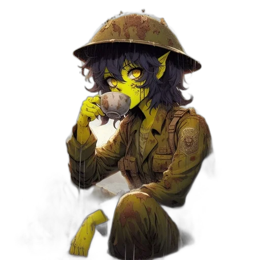 creature, staff, hat, weapon transparent PNG cut-out