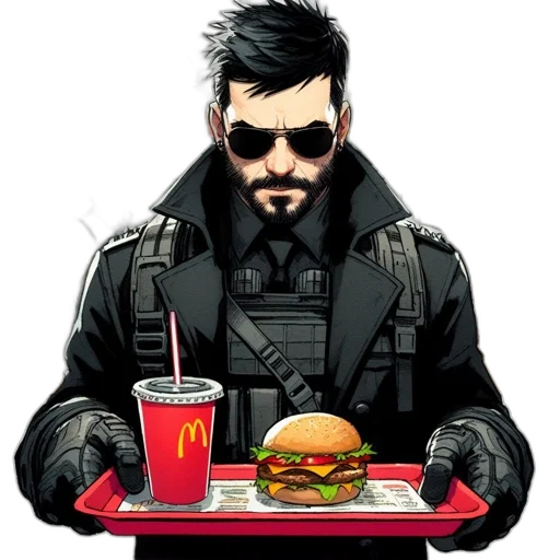food, jacket, cyberpunk, comic book art transparent PNG cut-out