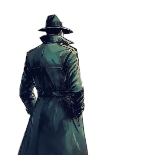 jacket, hat, staff, concept art transparent PNG cut-out