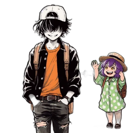hat, jacket, anime, concept art transparent PNG cut-out
