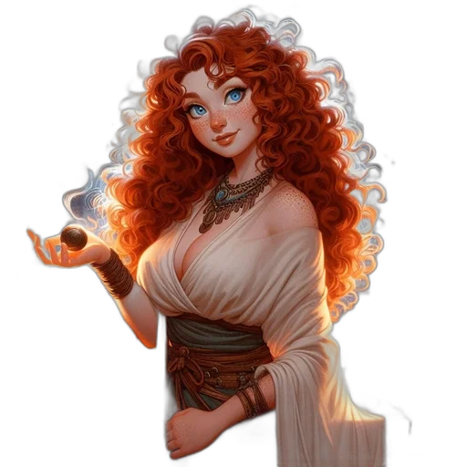 dress, jewelry, staff, fantasy art transparent PNG cut-out