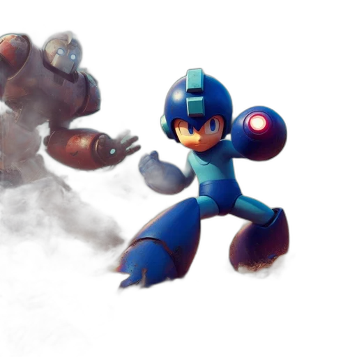 robot, concept art, 3d render, pixel art transparent PNG cut-out