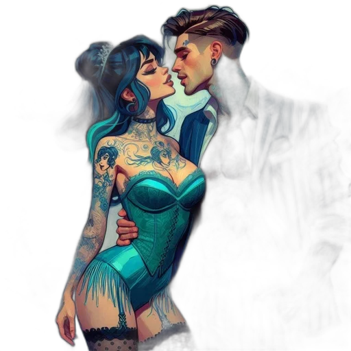 comic book art, concept art, cyberpunk, watercolor transparent PNG cut-out