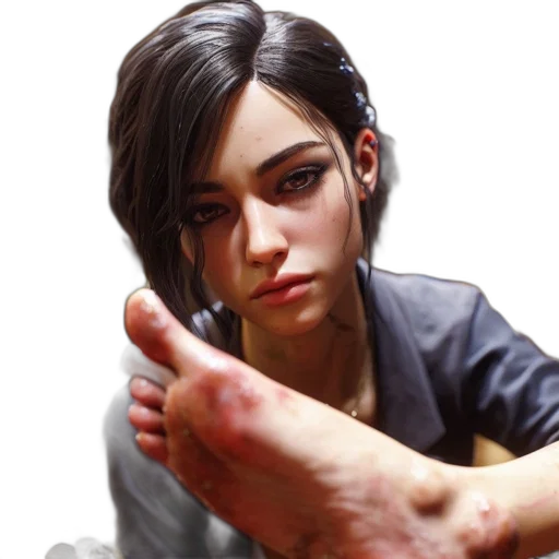 shoes, weapon, face, photorealistic transparent PNG cut-out