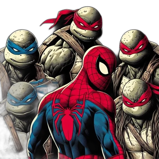 comic book art, concept art, spider-man, stands transparent PNG cut-out