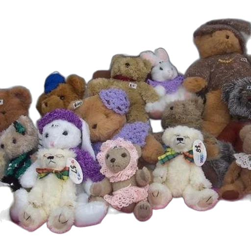 group, stuffed, animals, including transparent PNG cut-out