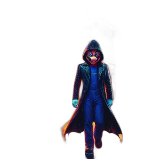jacket, mask, staff, creature transparent PNG cut-out
