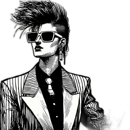 jacket, hair, comic book art, cartoon transparent PNG cut-out