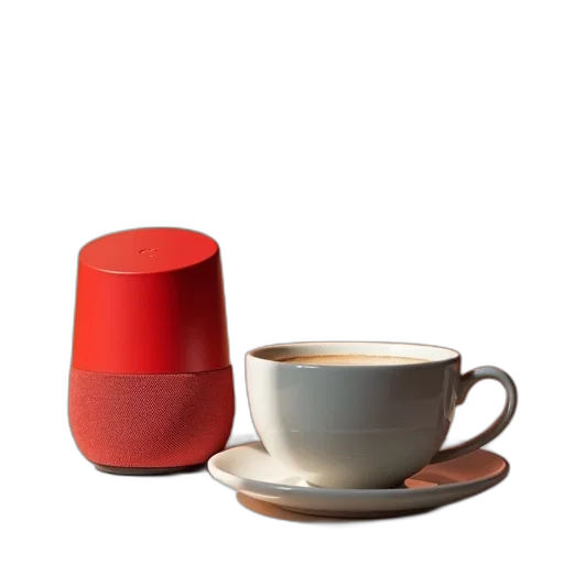 3d render, red, google, home transparent PNG cut-out