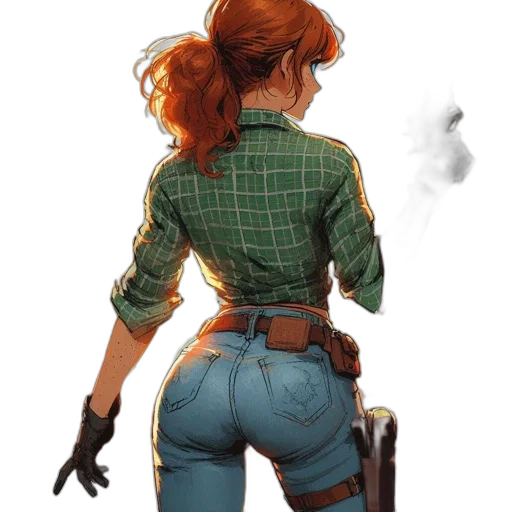 jacket, weapon, staff, comic book art transparent PNG cut-out