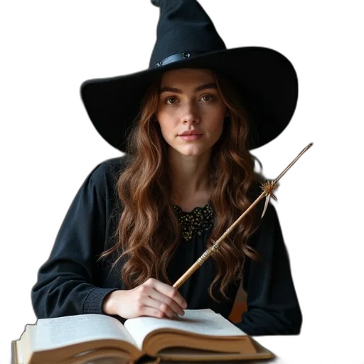 hat, staff, dress, jewelry transparent PNG cut-out