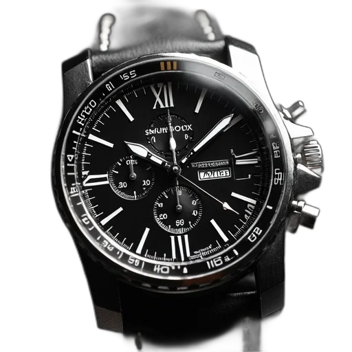 black, silver, wristwatch, strap transparent PNG cut-out