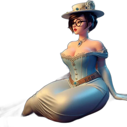 dress, hat, staff, robot transparent PNG cut-out