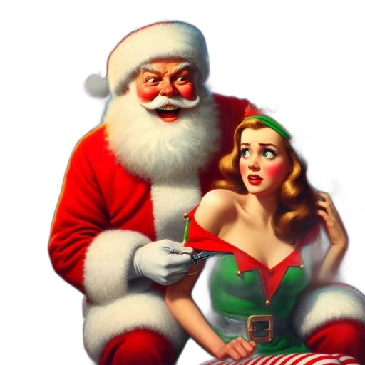 photorealistic, santa, claus, interacts transparent PNG cut-out