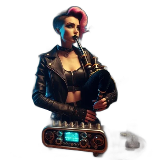 jacket, weapon, robot, staff transparent PNG cut-out