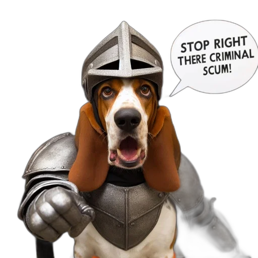 basset, hound, dressed, medieval transparent PNG cut-out