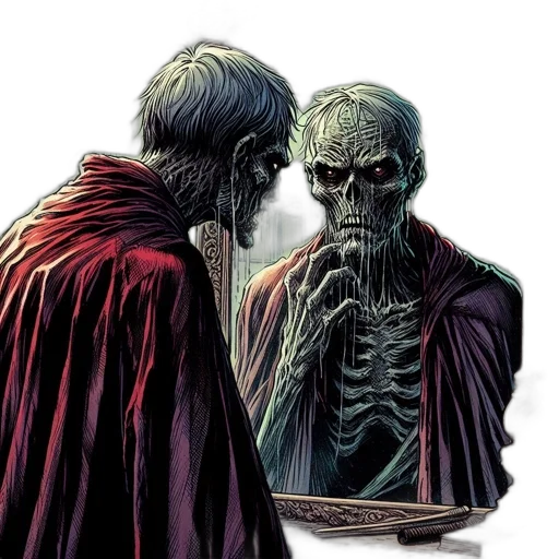 comic book art, concept art, skeletal, apparition transparent PNG cut-out