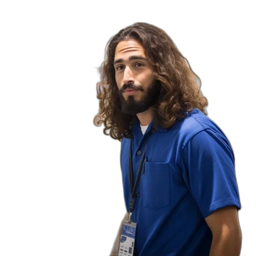 staff, hair, jacket, face transparent PNG cut-out