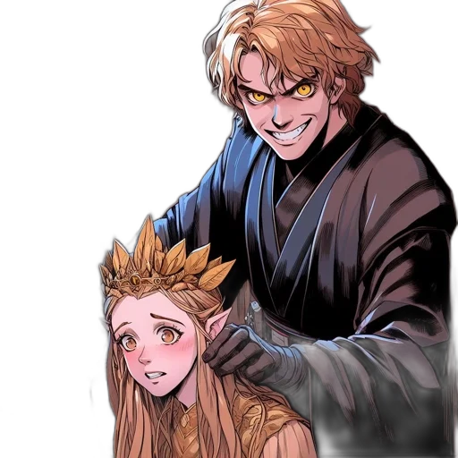 crown, hair, staff, pixel art transparent PNG cut-out