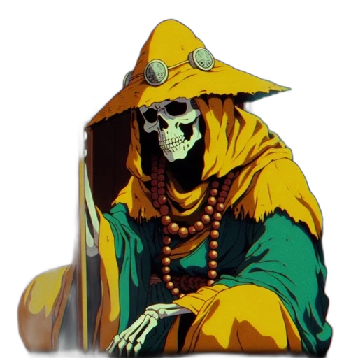 jacket, mask, jewelry, staff transparent PNG cut-out