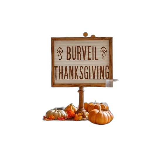 thankful, thanksgiving, sign, center transparent PNG cut-out