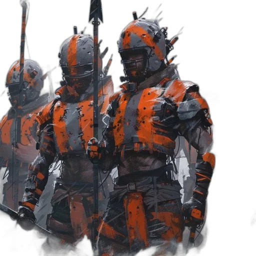 weapon, sword, jacket, staff transparent PNG cut-out
