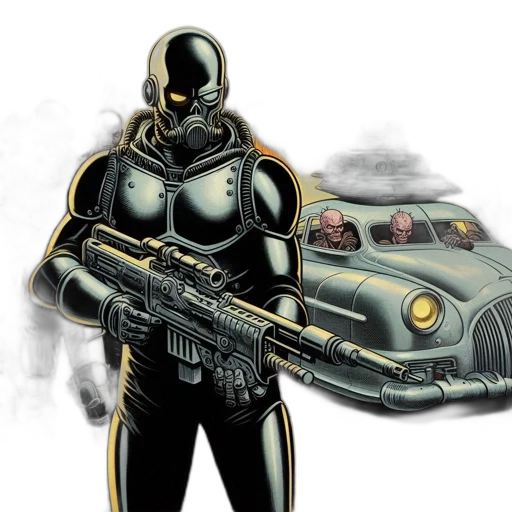 weapon, comic book art, concept art, cyberpunk transparent PNG cut-out