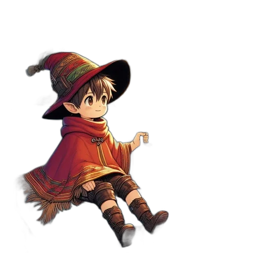 hat, staff, dragon, fantasy art transparent PNG cut-out
