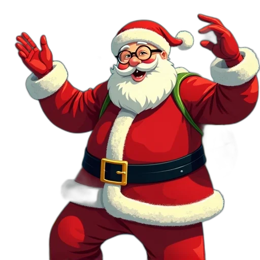 3d render, santa, claus, cartoon transparent PNG cut-out