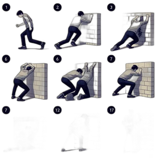 man, attempts, various, actions transparent PNG cut-out