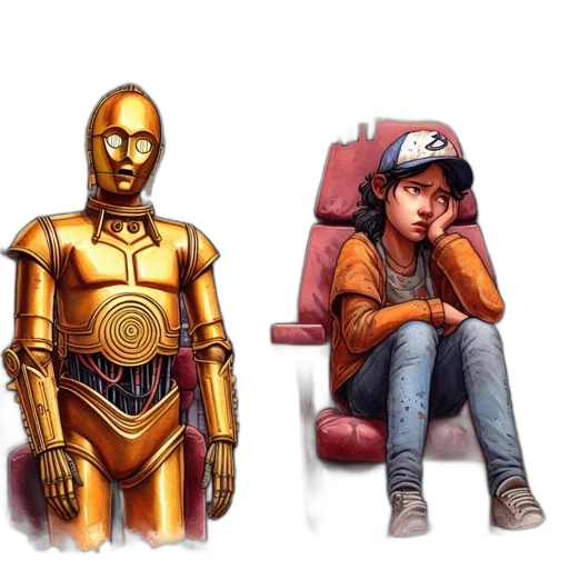 robot, concept art, comic book art, pixel art transparent PNG cut-out