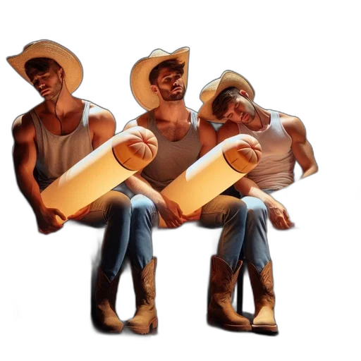 3d render, concept art, three, men transparent PNG cut-out