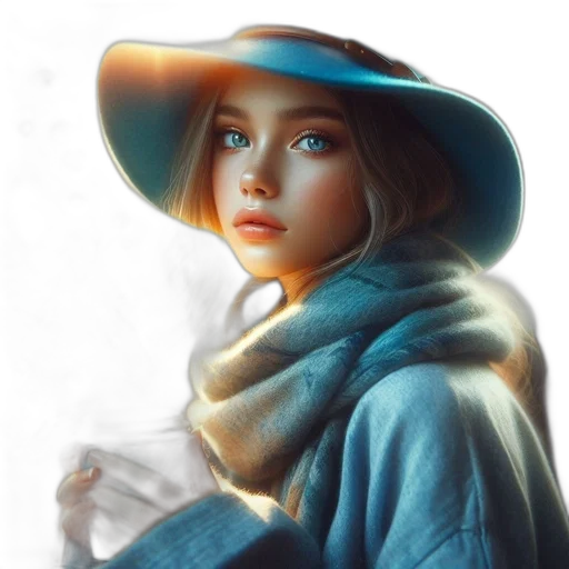 hat, face, jacket, dress transparent PNG cut-out