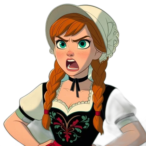 dress, face, staff, cartoon transparent PNG cut-out