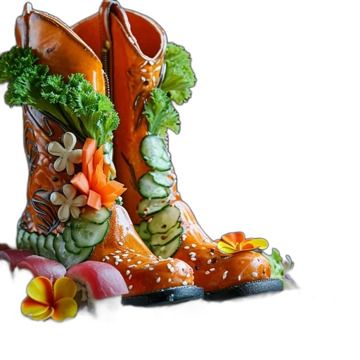 shoes, food, photorealistic, 3d render transparent PNG cut-out