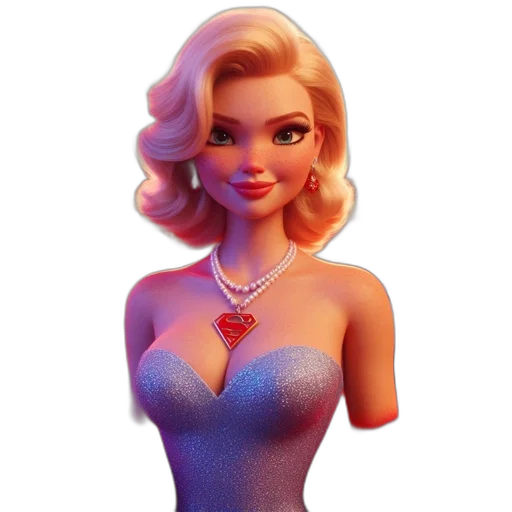 dress, jewelry, 3d render, cartoon transparent PNG cut-out