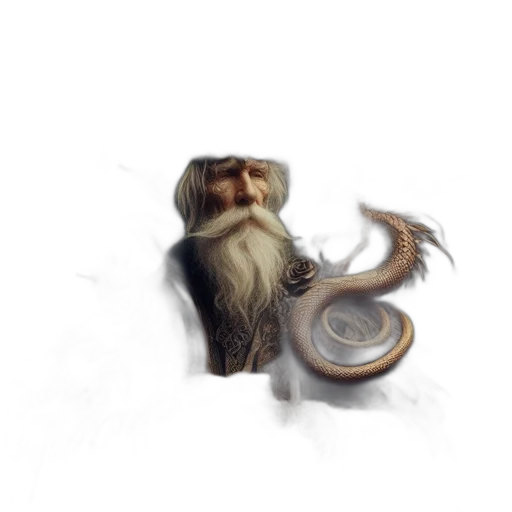 dragon, creature, hair, staff transparent PNG cut-out
