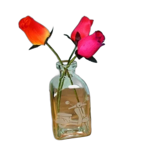 bottle, flower, 3d render, photorealistic transparent PNG cut-out