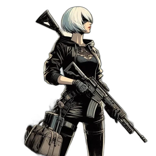 weapon, comic book art, concept art, cyberpunk transparent PNG cut-out