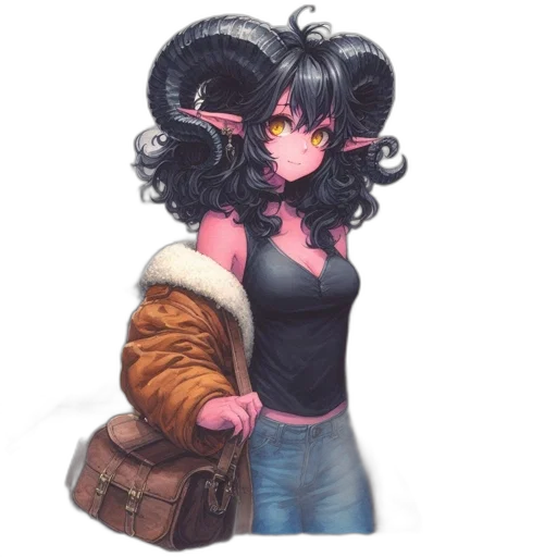 jacket, hair, mask, staff transparent PNG cut-out