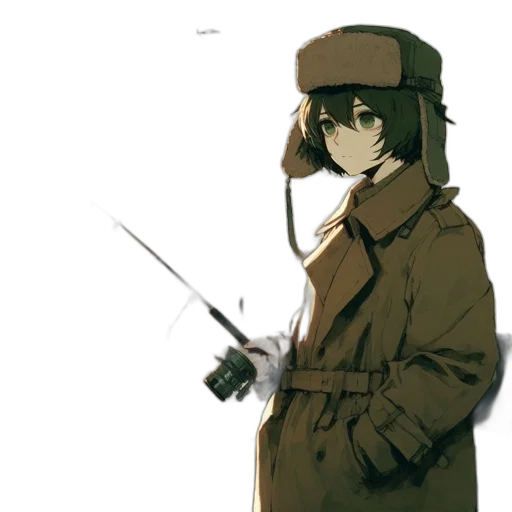 hat, staff, weapon, jacket transparent PNG cut-out