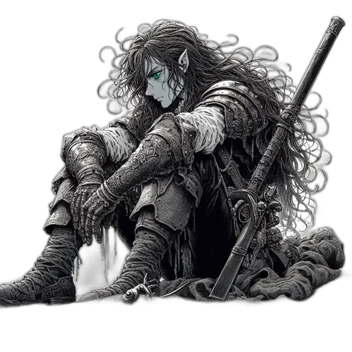 sword, weapon, mask, hair transparent PNG cut-out