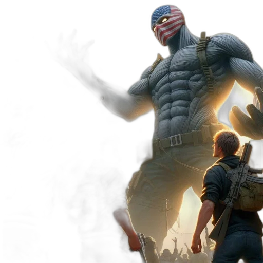 concept art, comic book art, 3d render, three transparent PNG cut-out