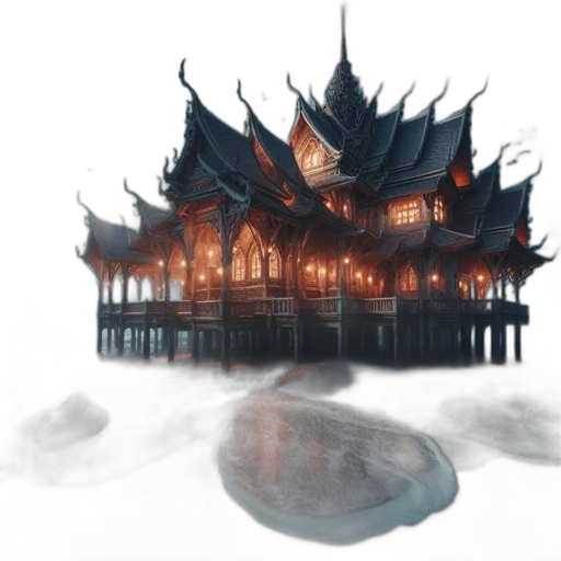 building, concept art, fantasy art, 3d render transparent PNG cut-out