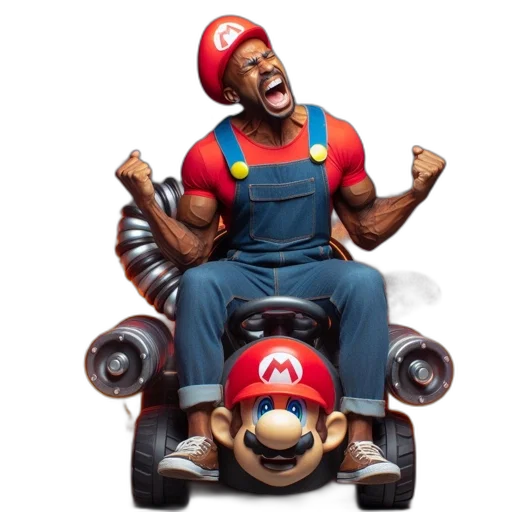 car, concept art, 3d render, mario transparent PNG cut-out