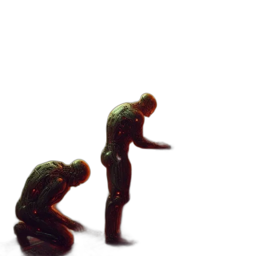 robot, creature, staff, bottle transparent PNG cut-out