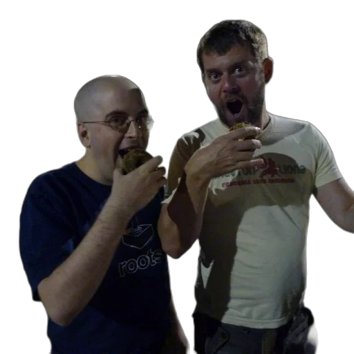 staff, food, two, men transparent PNG cut-out