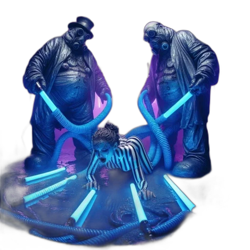 concept art, cyberpunk, 3d render, blue transparent PNG cut-out